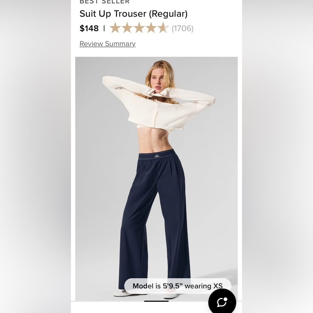 ALO Suit up trouser regular brand new size M. $148 Retail - Picture 2 of 10